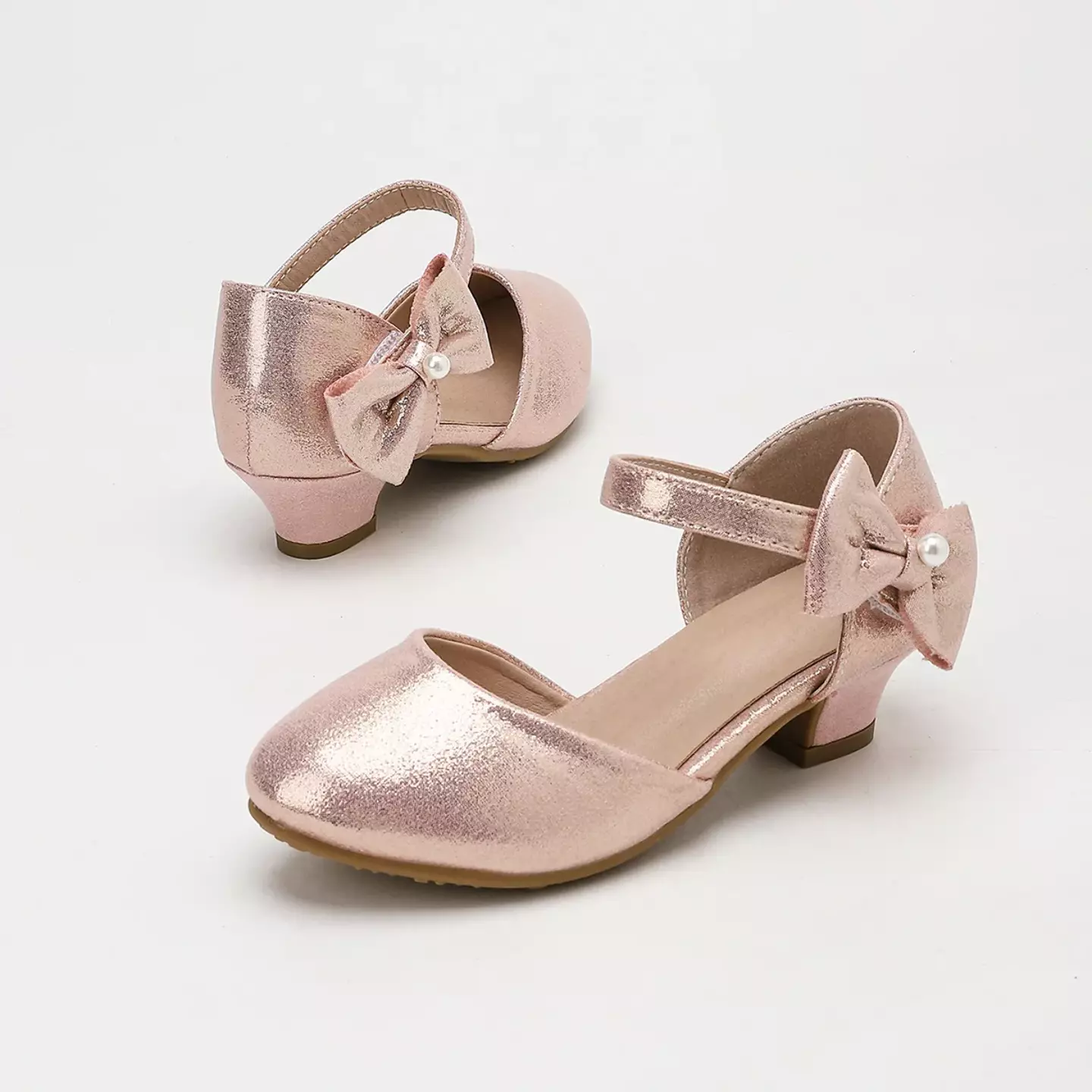 Young Girls & Girls Rose Pink Angular Loop Side Bow Dress Shoes | Lucys 12094