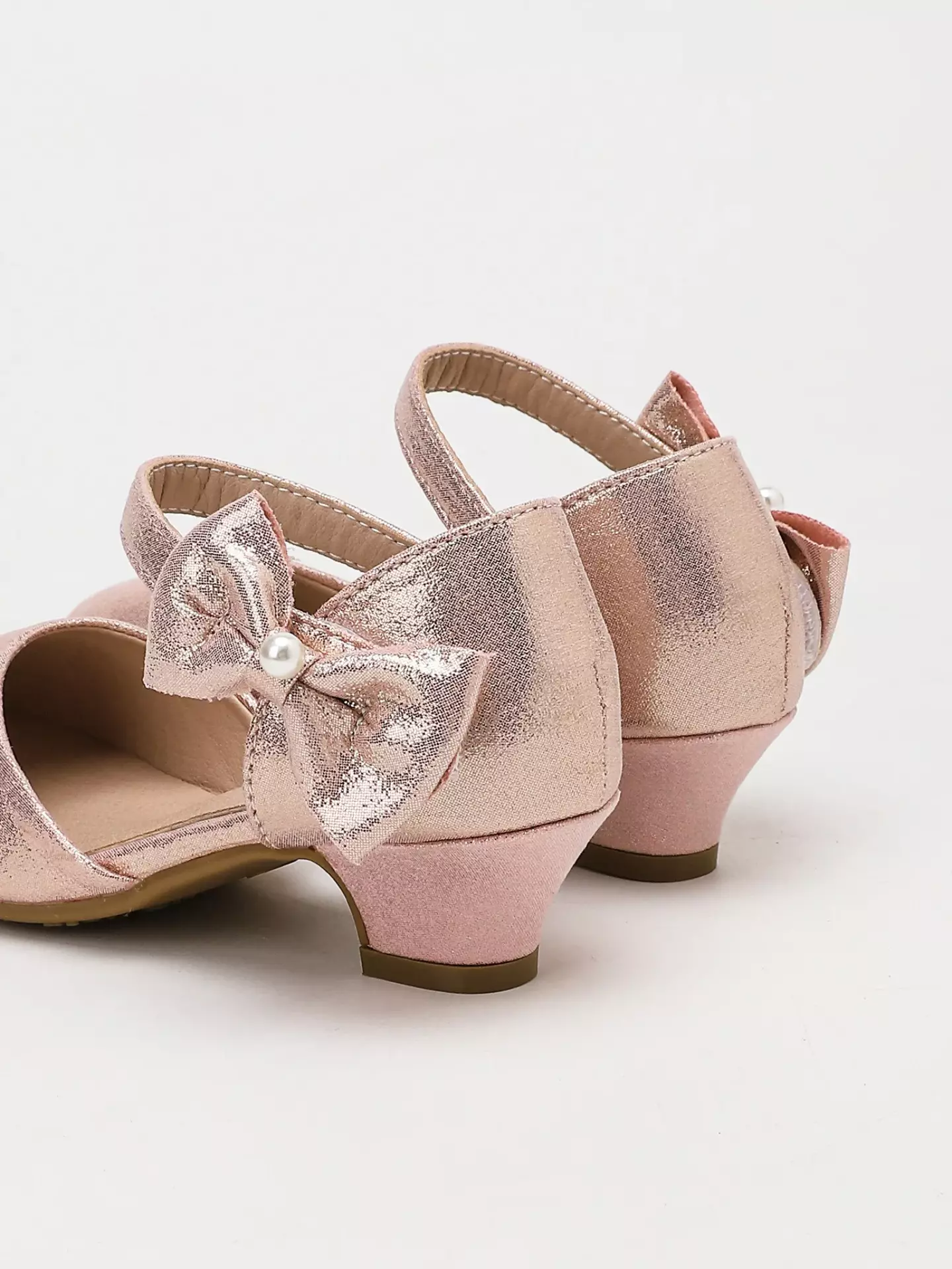 Young Girls & Girls Rose Pink Angular Loop Side Bow Dress Shoes | Lucys 12094