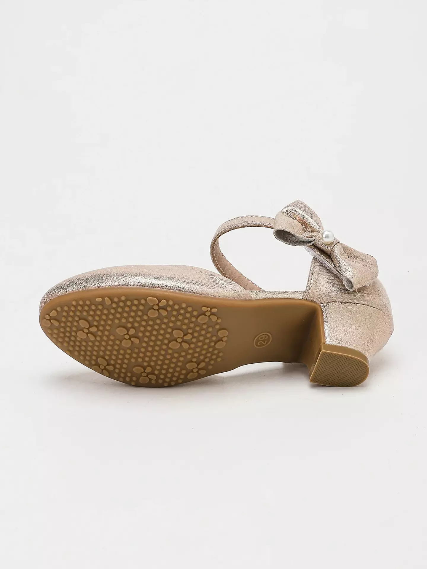Young Girls & Girls Rose Gold Angular Loop Side Bow Dress Shoes | Lucys 12093