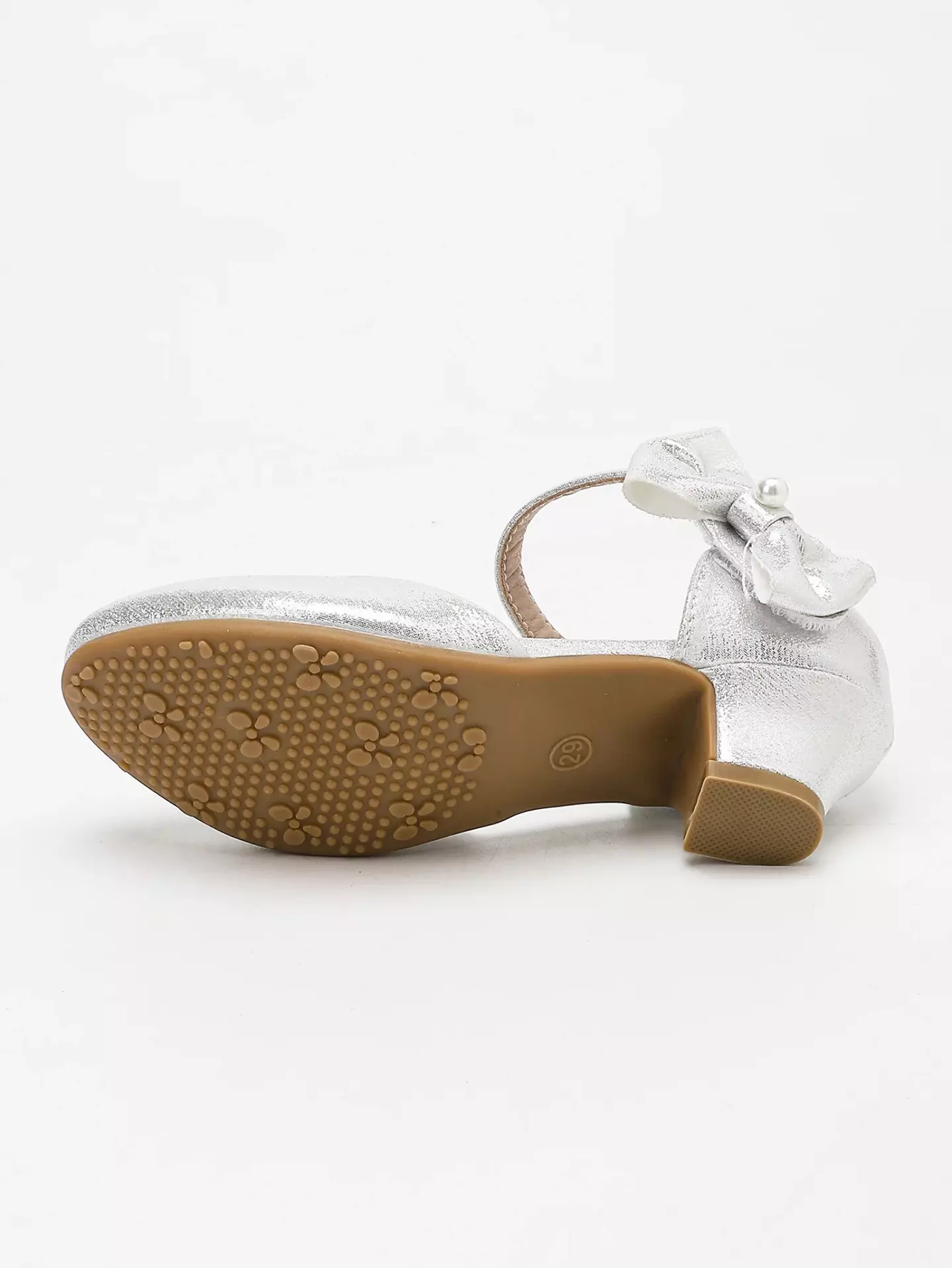 Young Girls & Girls Silver Angular Loop Side Bow Dress Shoes | Lucys 12092