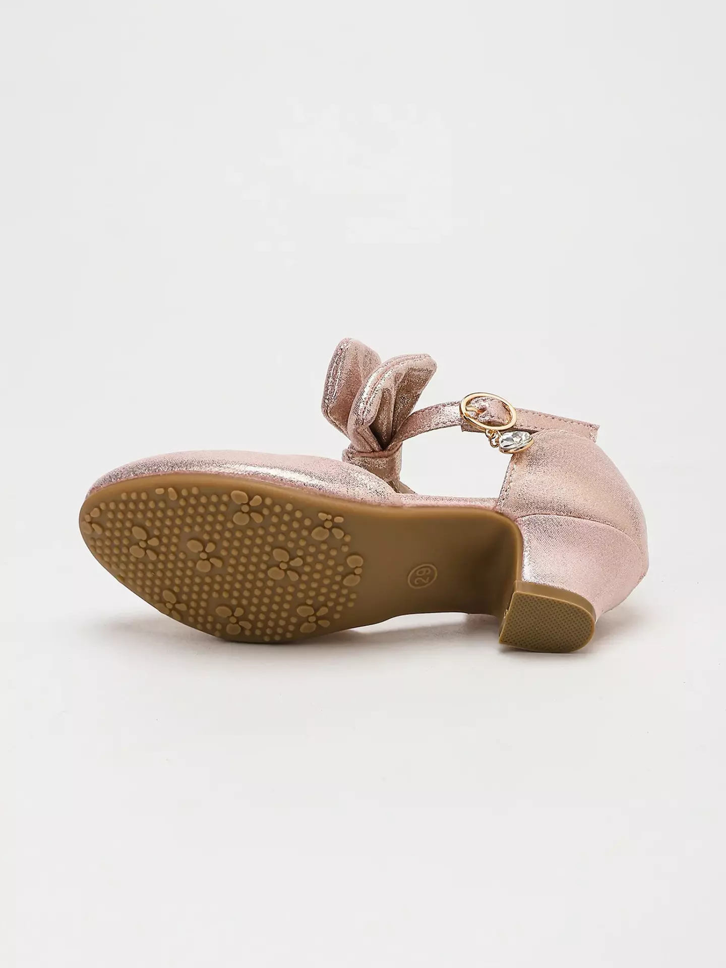 Young Girls & Girls Rose Pink Front Bow Teardrop Charm Dress Shoes | Lucys 12106