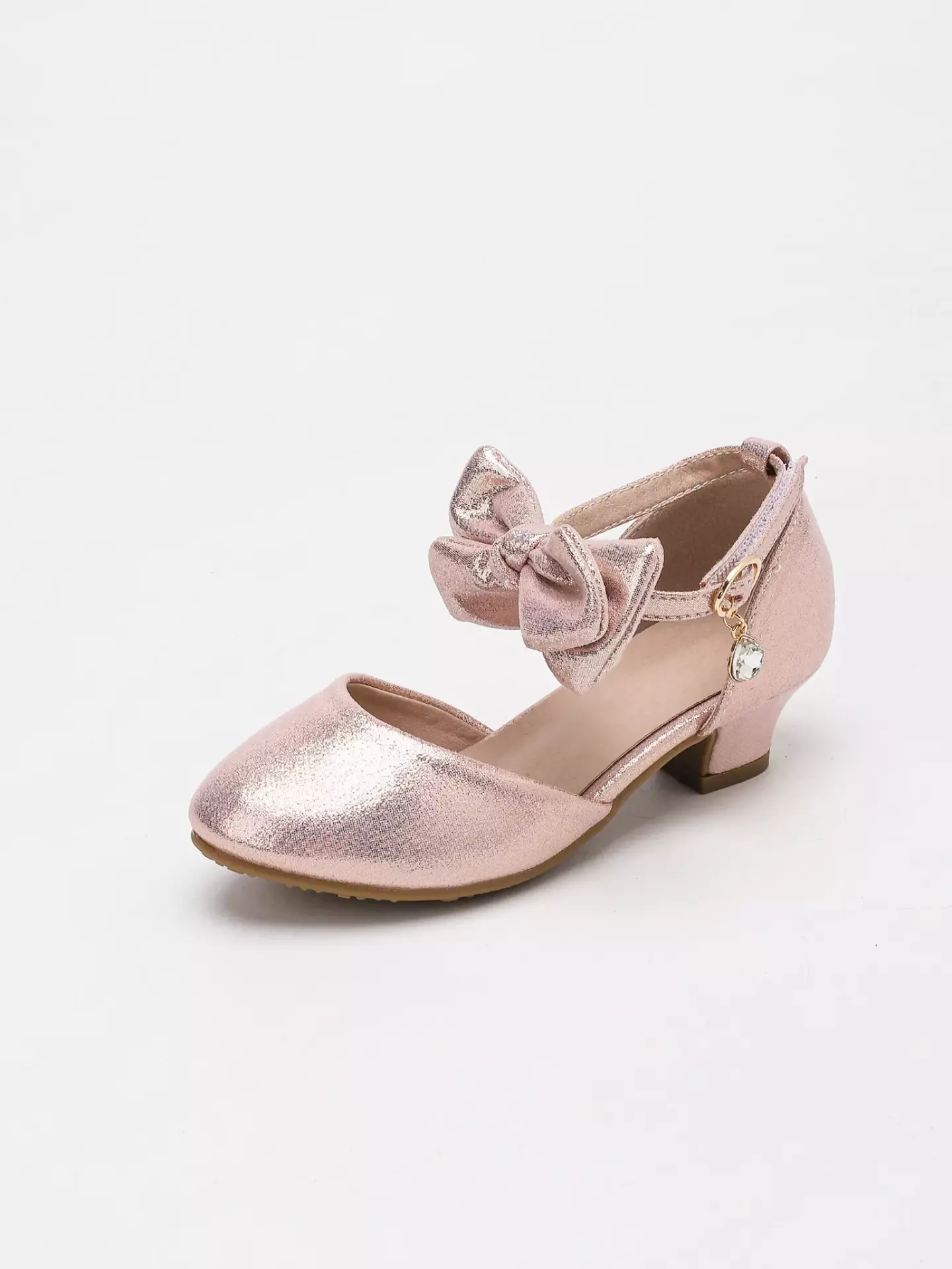 Young Girls & Girls Rose Pink Front Bow Teardrop Charm Dress Shoes | Lucys 12106