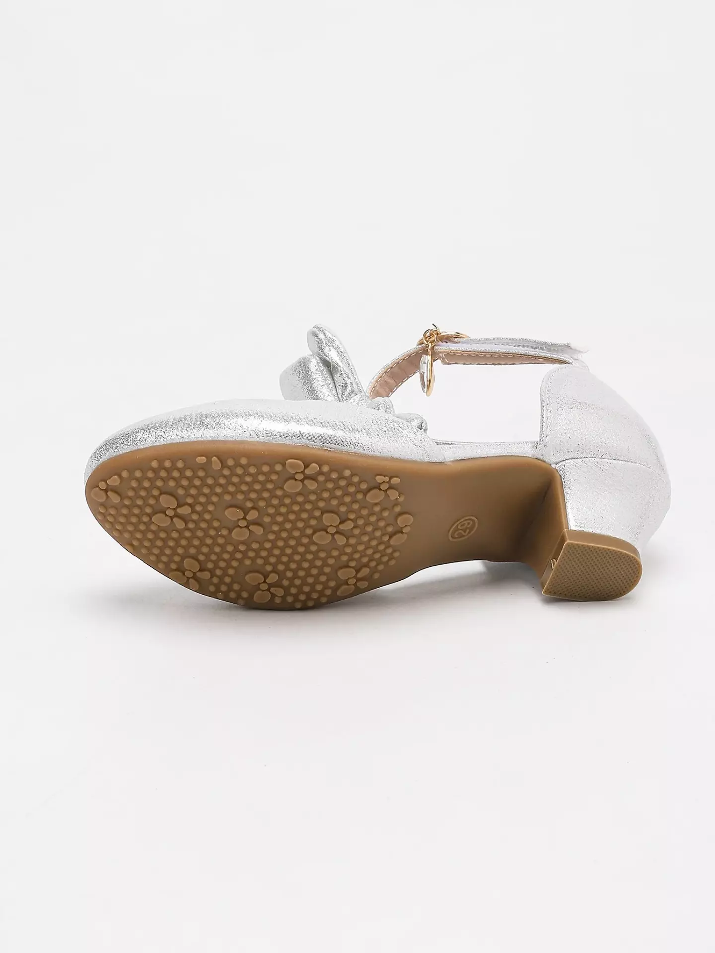 Young Girls & Girls Silver Front Bow Teardrop Charm Dress Shoes | Lucys 12104