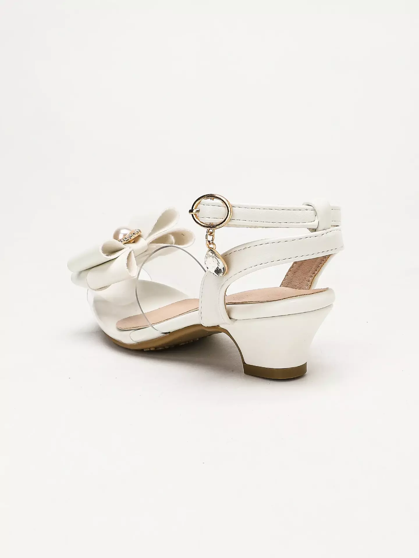 Young Girls & Girls White Pearl Medallion Bow Dress Sandals | Lucys 12116