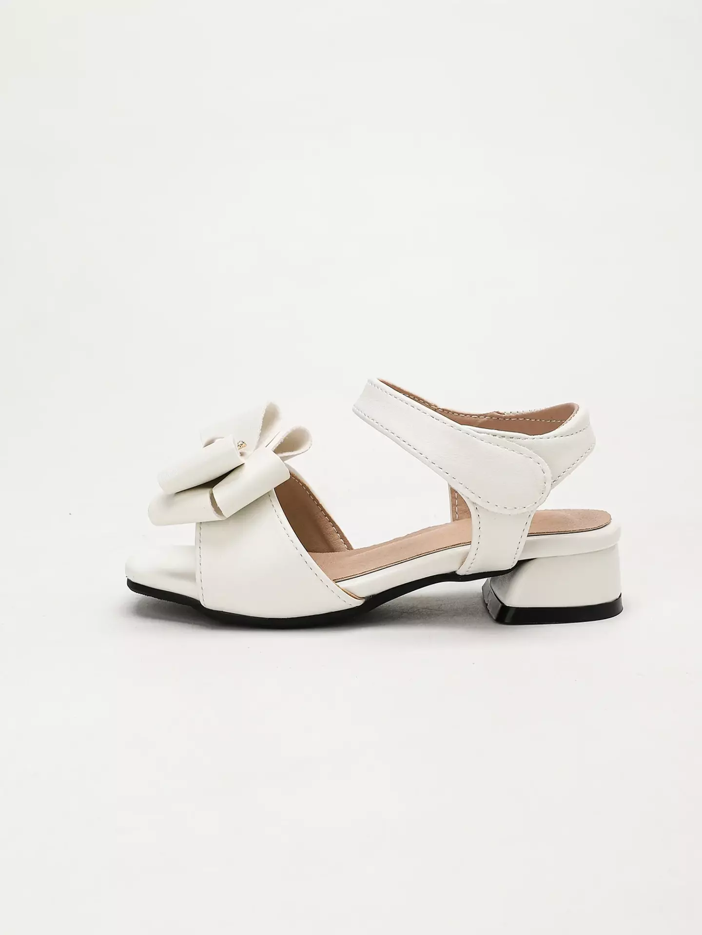 Young Girls & Girls White Pearl Ring Bow Contrast Heel Sandals | Lucys 12120