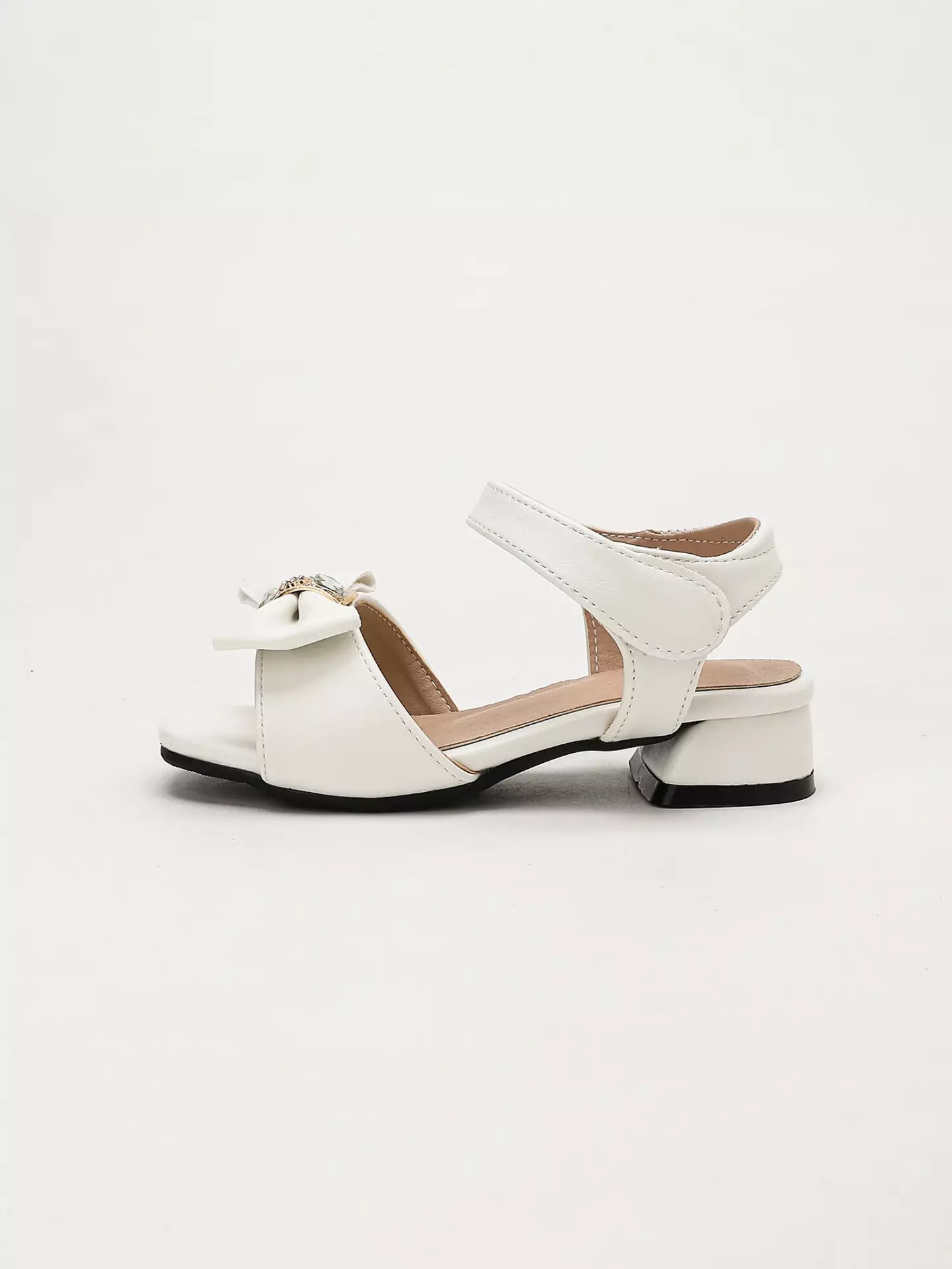 Young Girls & Girls White Twin Gem Flower Bar Bow Sandals | Lucys 12124