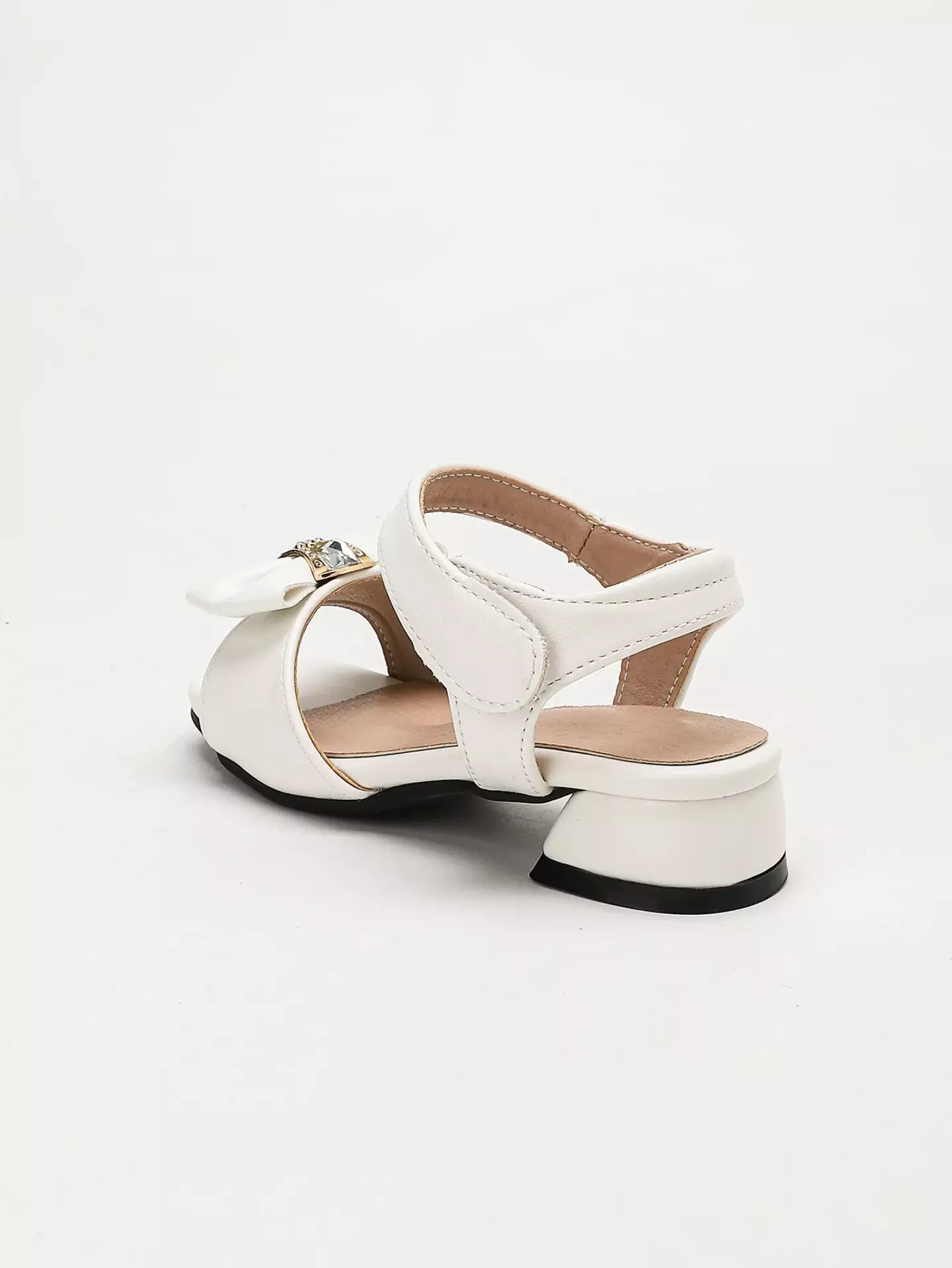 Young Girls & Girls White Twin Gem Flower Bar Bow Sandals | Lucys 12124