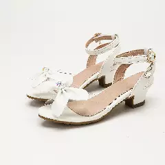Young Girls & Girls White Four Petal Iridescent Centre Sandals | Lucys 12128