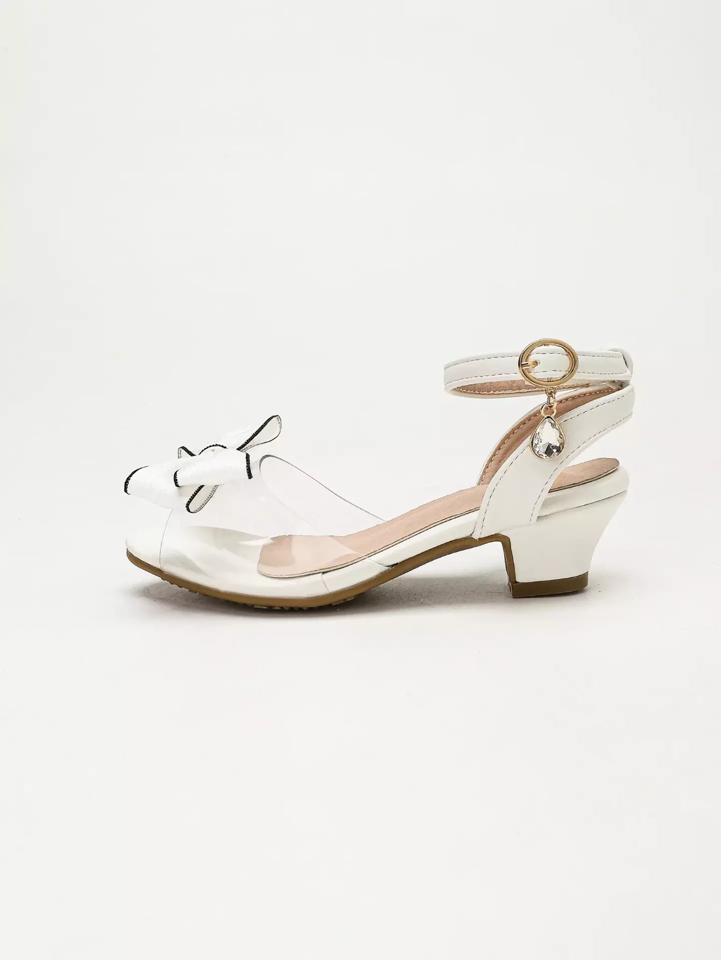 Young Girls & Girls White Black Outline Layered Bow Sandals | Lucys 12132