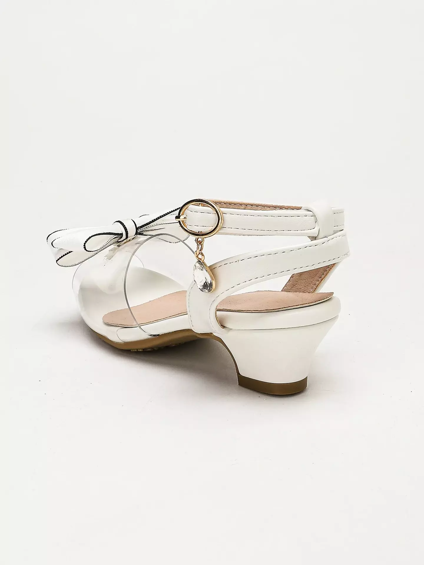 Young Girls & Girls White Black Outline Layered Bow Sandals | Lucys 12132