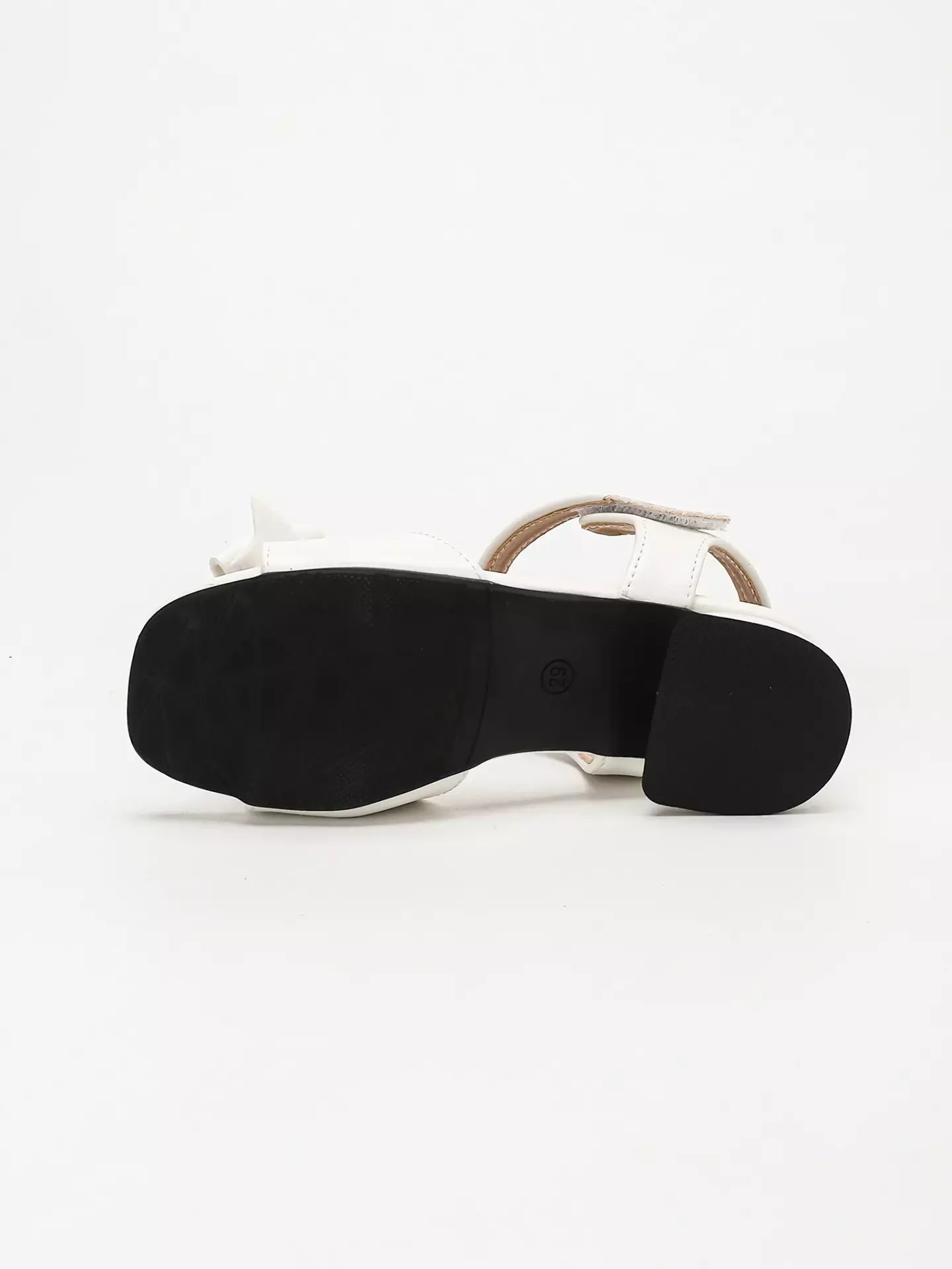 Young Girls & Girls White Notched Tail Bow Ankle Strap Sandals | Lucys 12140