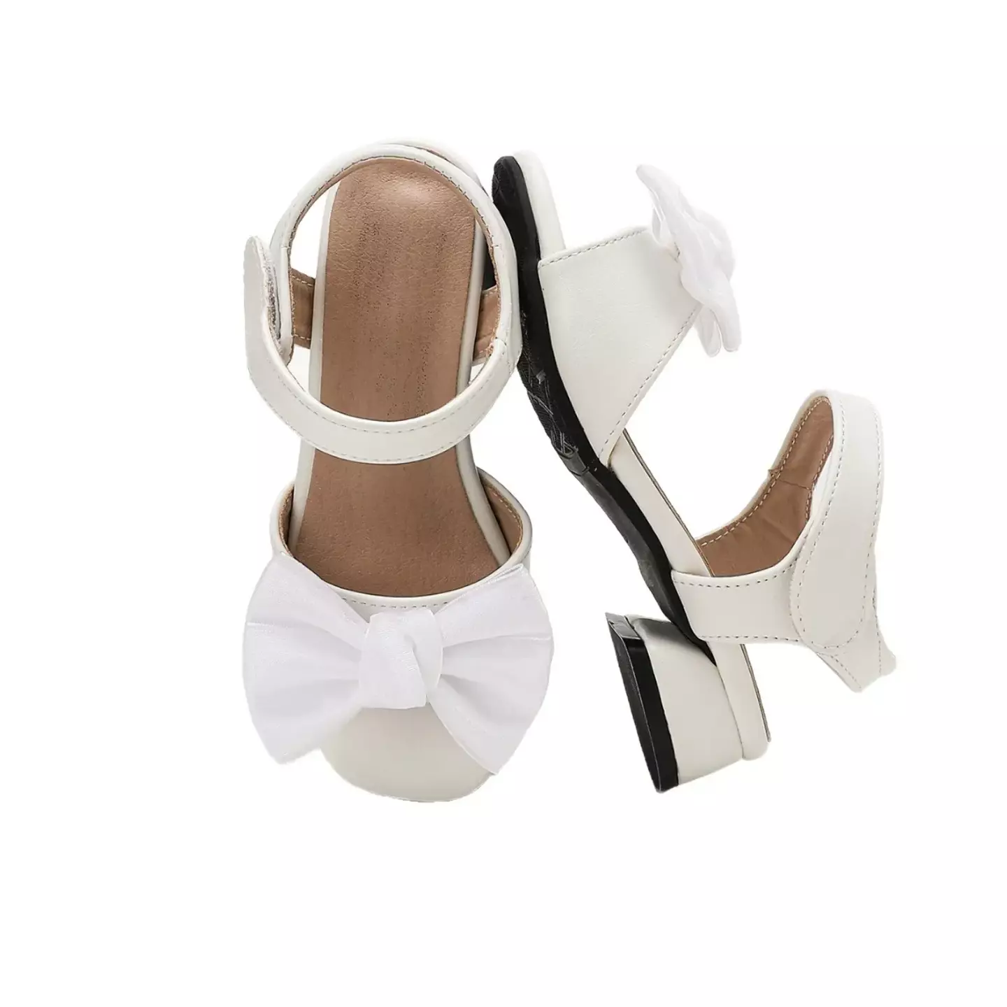 Young Girls & Girls White Textured Butterfly Bow Strap Sandals | Lucys 12144