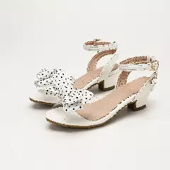 Young Girls & Girls White Polka Dot Bow Clear Strap Sandals | Lucys 12152