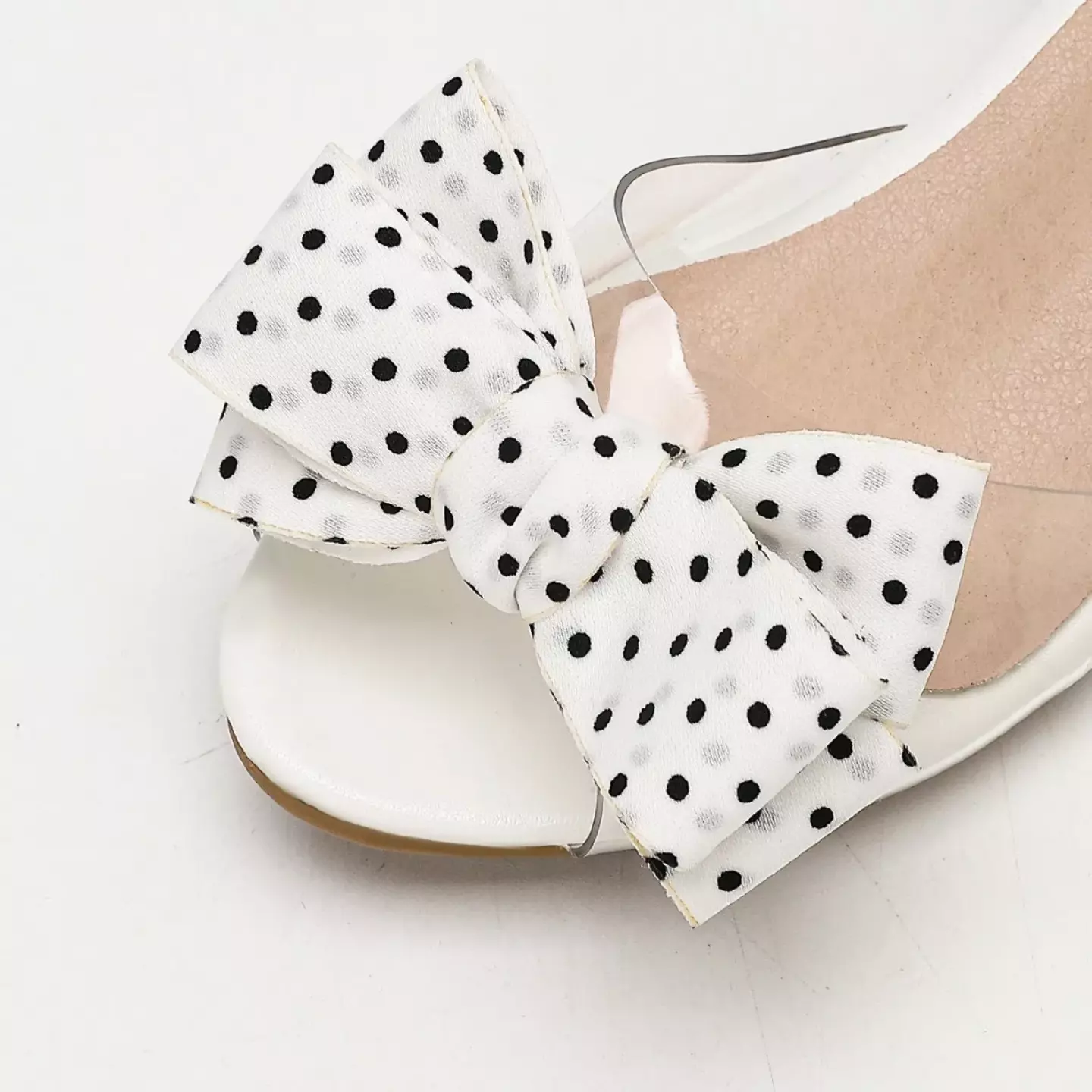Young Girls & Girls White Polka Dot Bow Clear Strap Sandals | Lucys 12152
