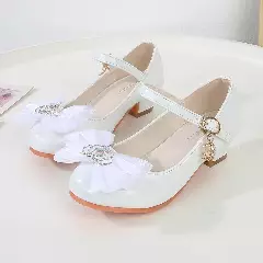 Baby, Toddler & Young Girls White Crown Centre Bow Moon Charm Dress Shoes | Lucys 12167
