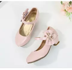 Baby, Toddler & Young Girls Dusty Pink Gem Outline Side Bow Dress Shoes | Lucys 12196