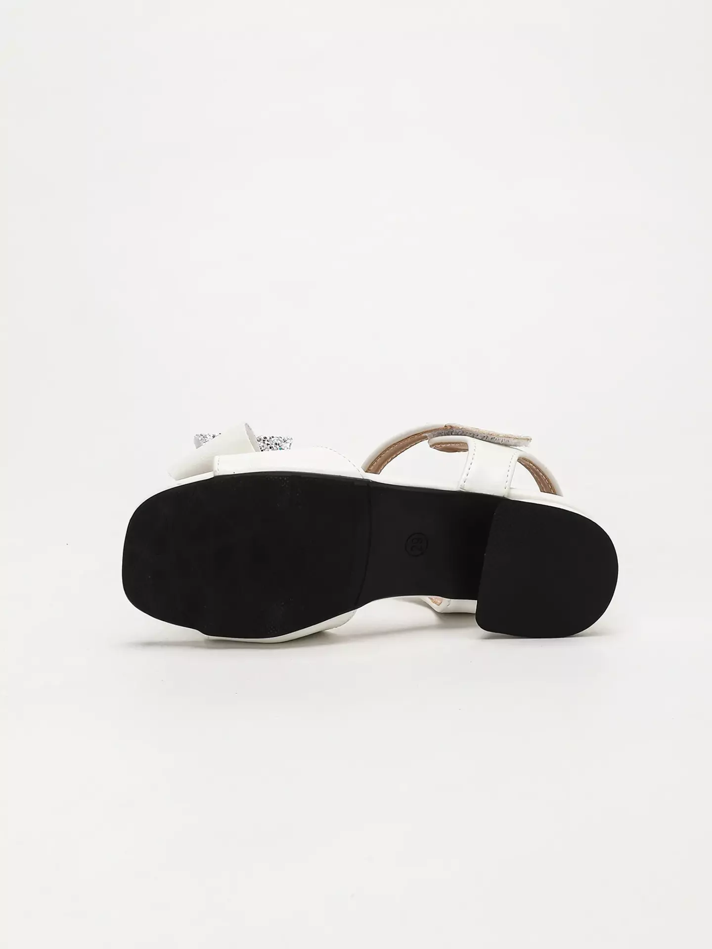 Young Girls & Girls White Star Gem Bow Open Toe Sandals | Lucys 12208