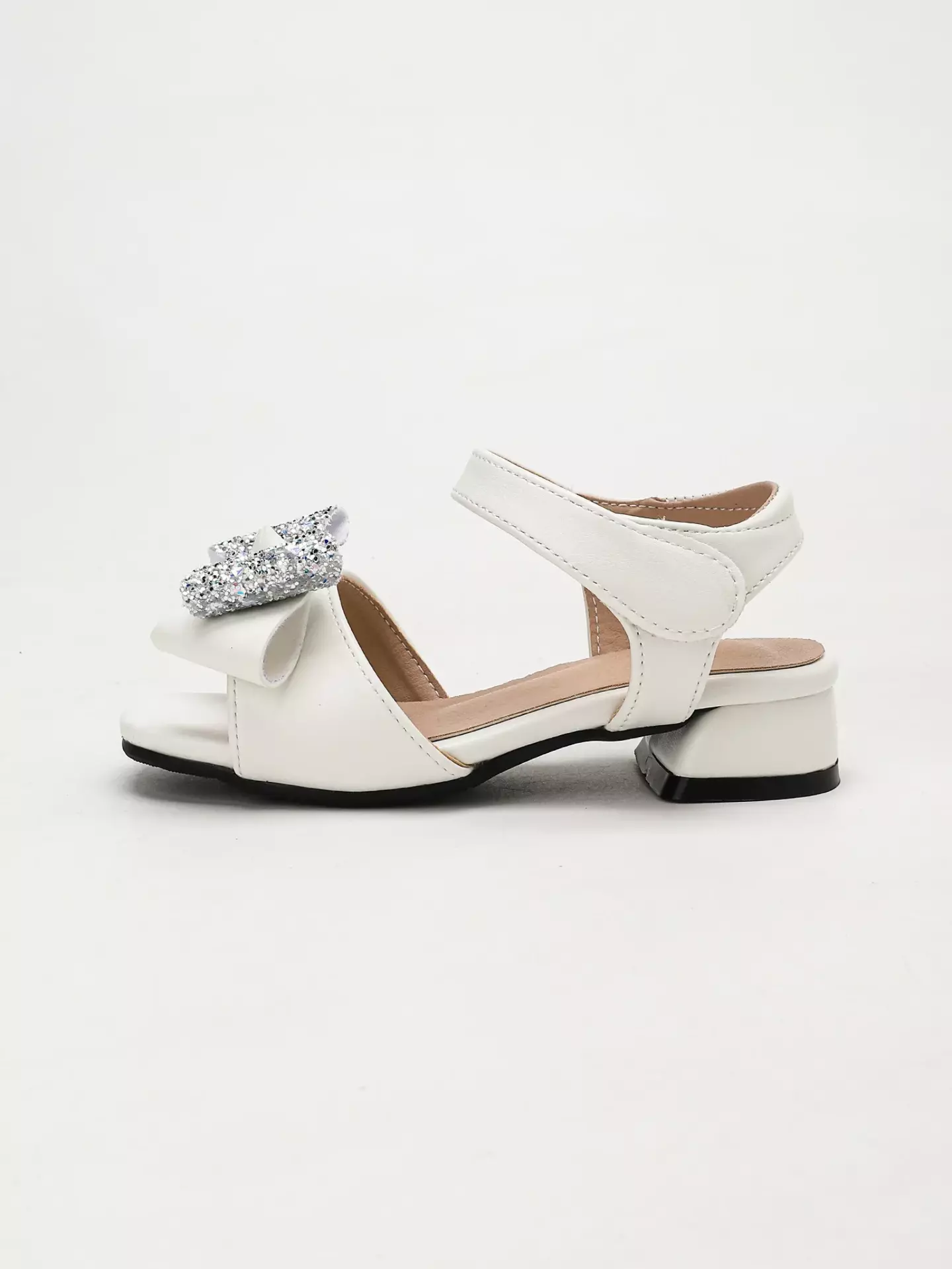 Young Girls & Girls White Star Gem Bow Open Toe Sandals | Lucys 12208