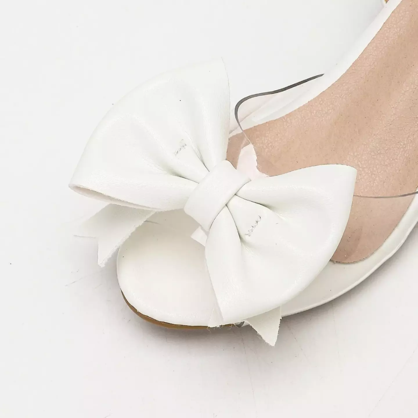 Young Girls & Girls White Script Detail Layered Bow Sandals | Lucys 12212