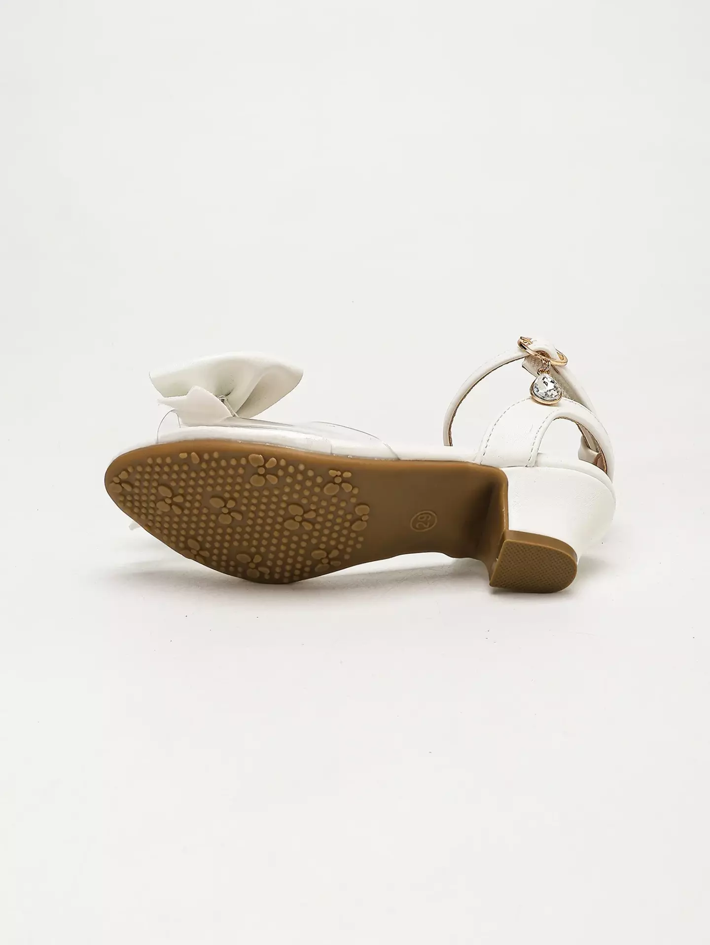 Young Girls & Girls White Script Detail Layered Bow Sandals | Lucys 12212