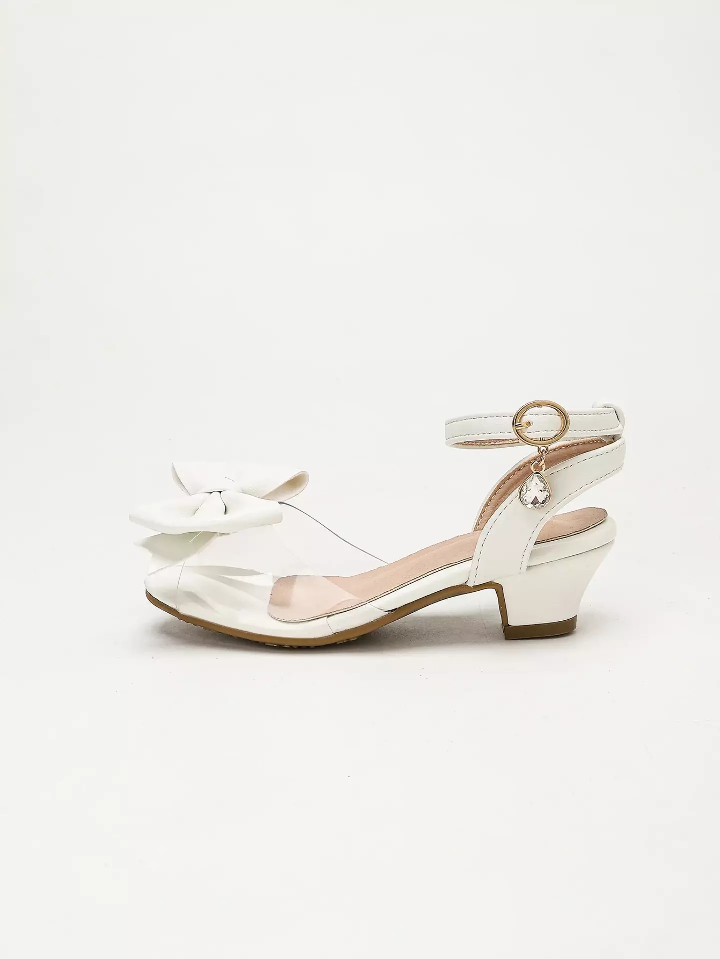 Young Girls & Girls White Script Detail Layered Bow Sandals | Lucys 12212