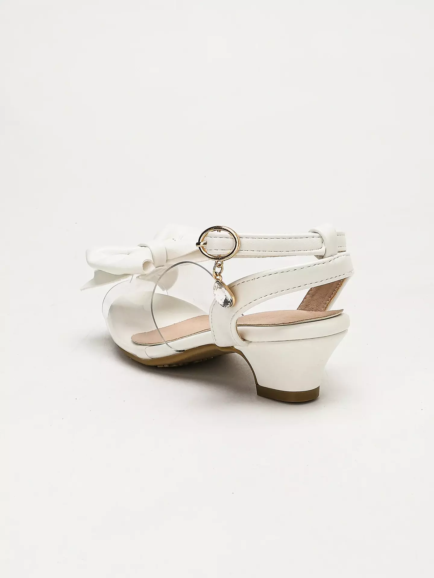 Young Girls & Girls White Script Detail Layered Bow Sandals | Lucys 12212
