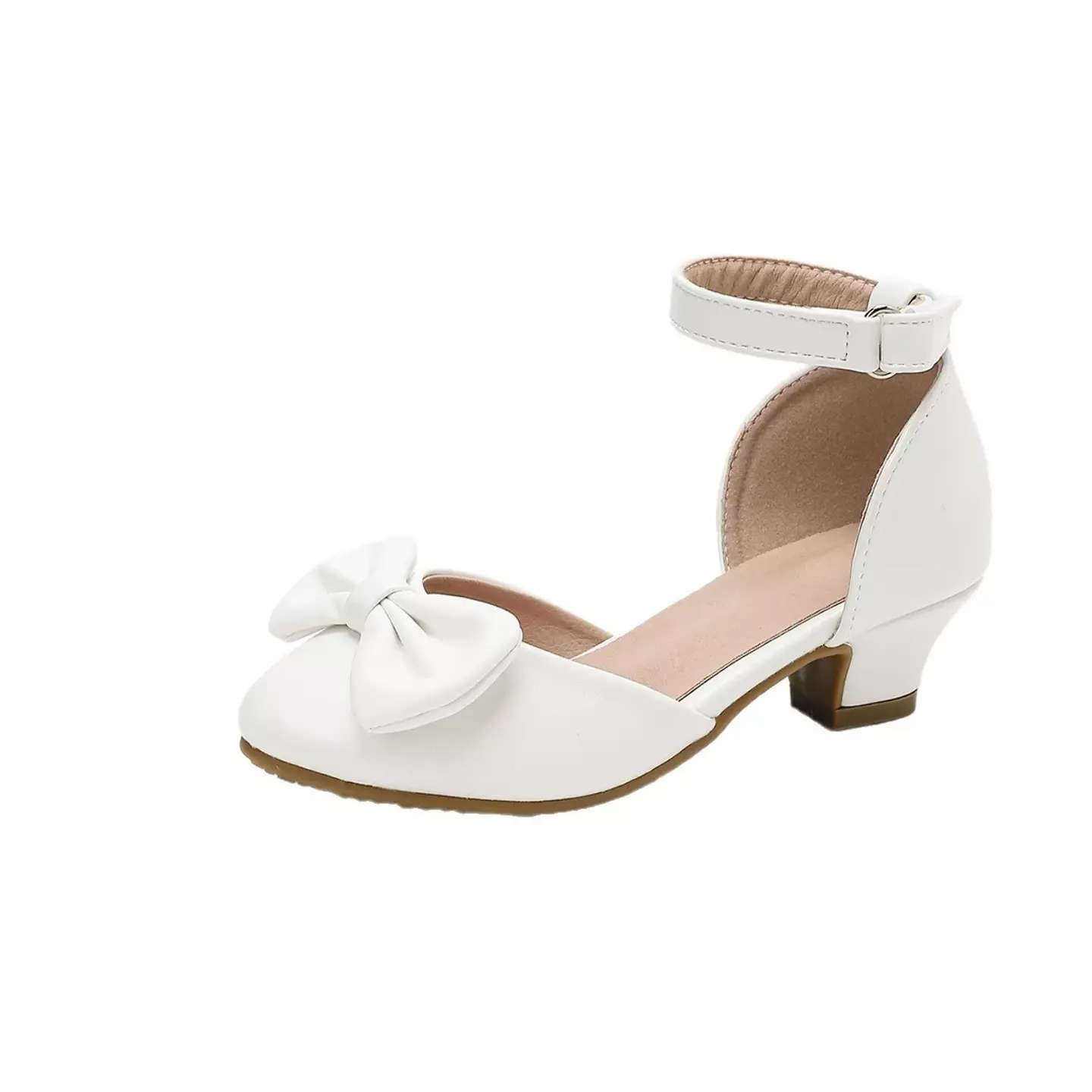 Young Girls & Girls White Fan Fold Bow Dress Shoes | Lucys 12220