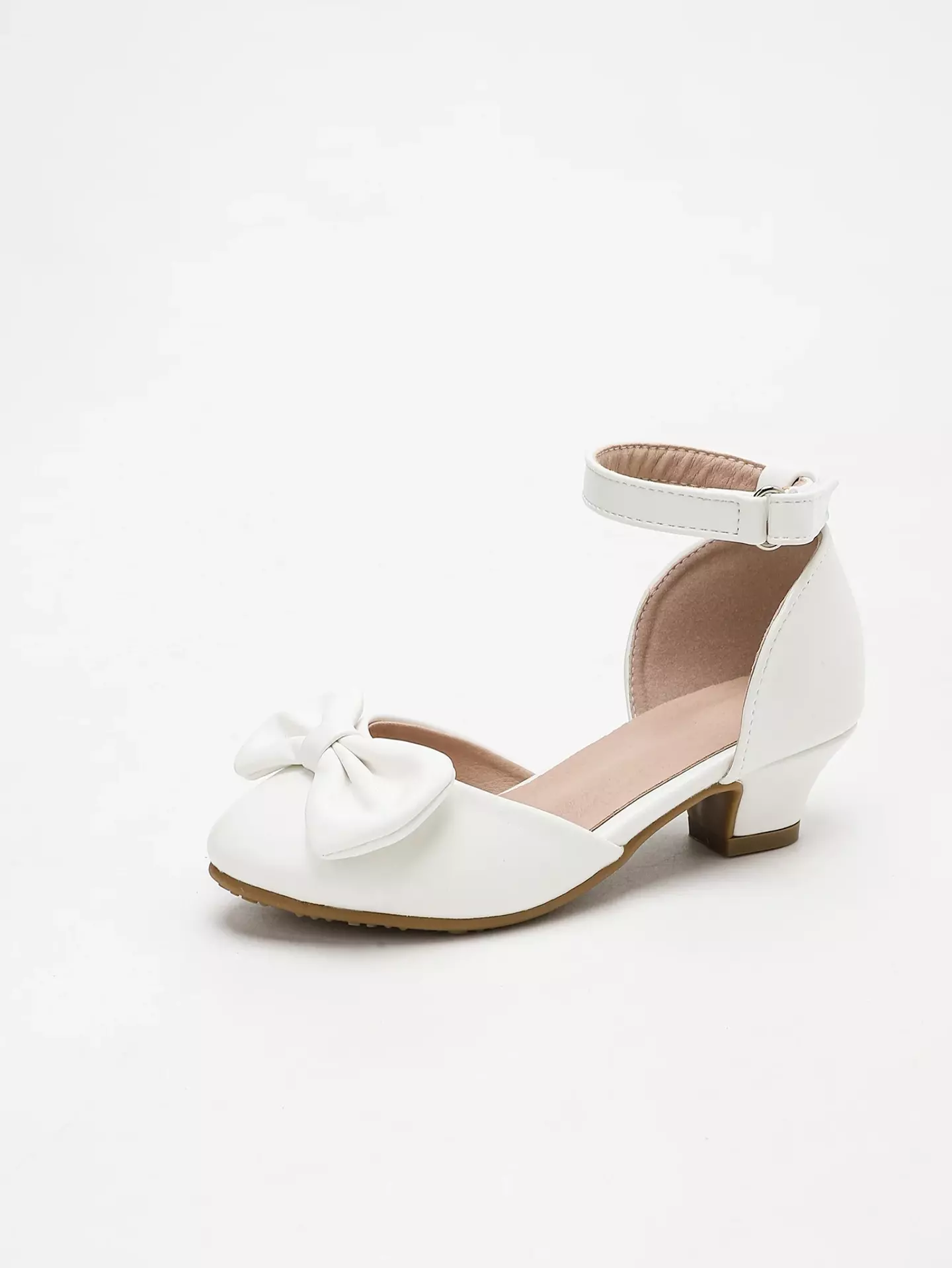 Young Girls & Girls White Fan Fold Bow Dress Shoes | Lucys 12220