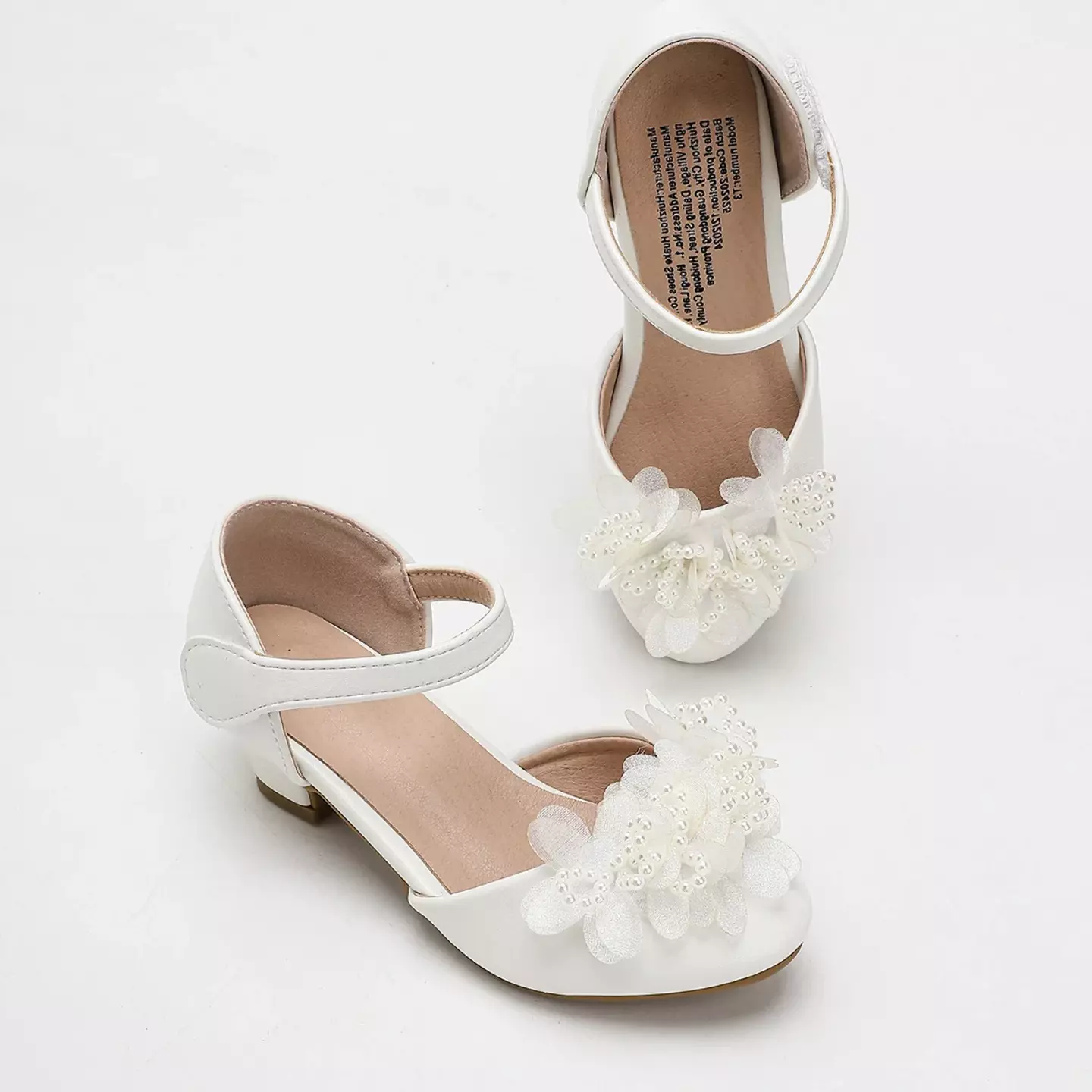 Young Girls & Girls White Bead Loop Flower Dress Shoes | Lucys 12224