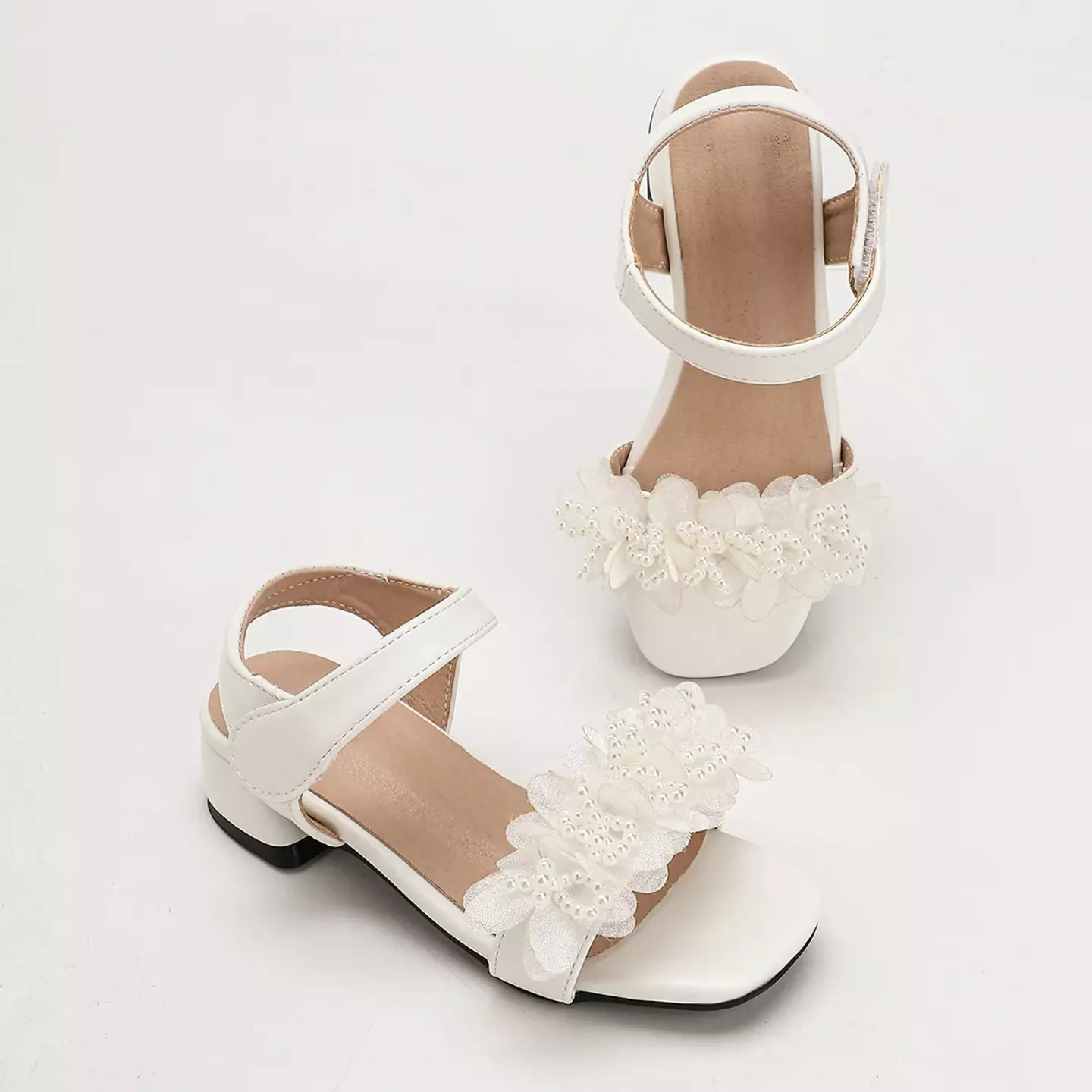 Young Girls & Girls White Open Weave Petal Sandals | Lucys 12228