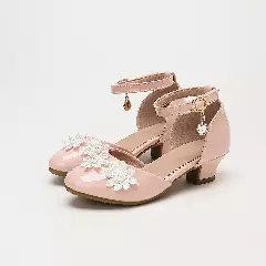 Young Girls & Girls Dusty Pink Pointed Petal Drop Charm Sandals | Lucys 12236
