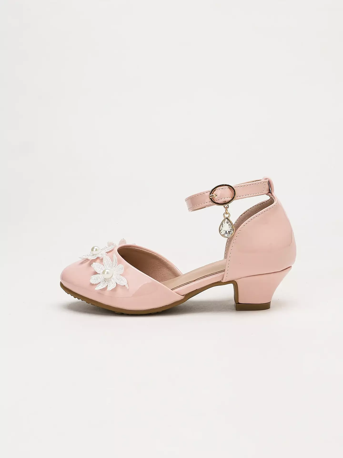 Young Girls & Girls Dusty Pink Pointed Petal Drop Charm Sandals | Lucys 12236