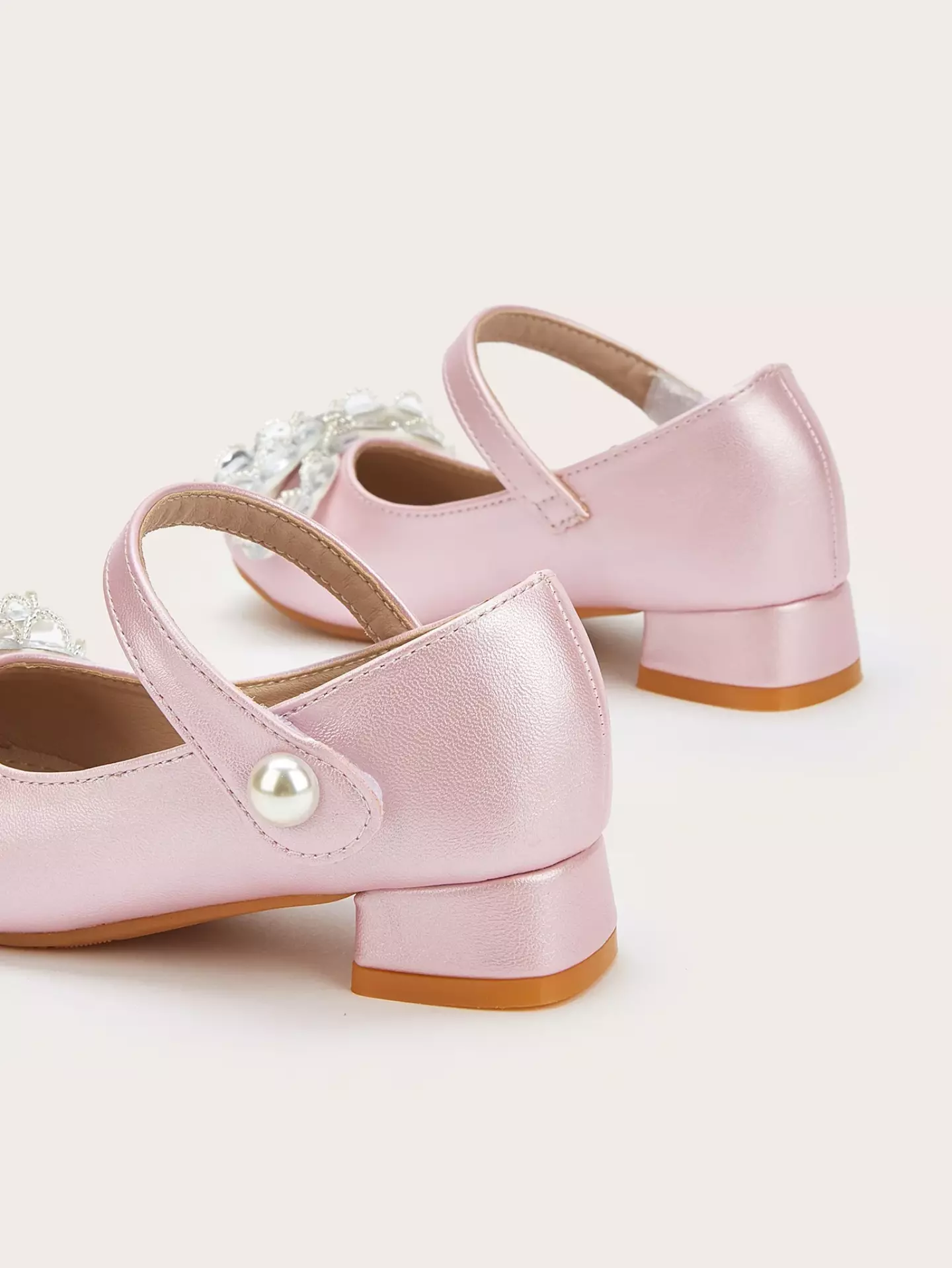 Young Girls & Girls Pink Oval Gem Loop Bow Dress Shoes | Lucys 12257