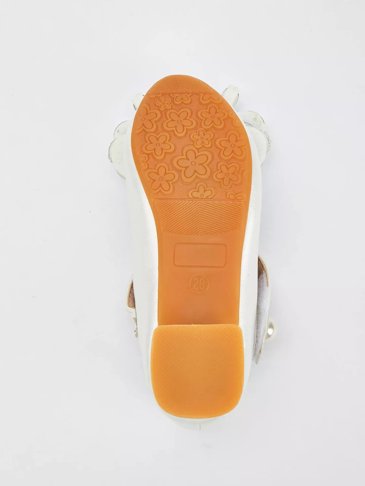 Young Girls & Girls Ivory Oval Gem Loop Bow Dress Shoes | Lucys 12256