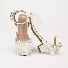 Young Girls & Girls White Pearl Loop Long Tail Bow Dress Sandals | Lucys 12272