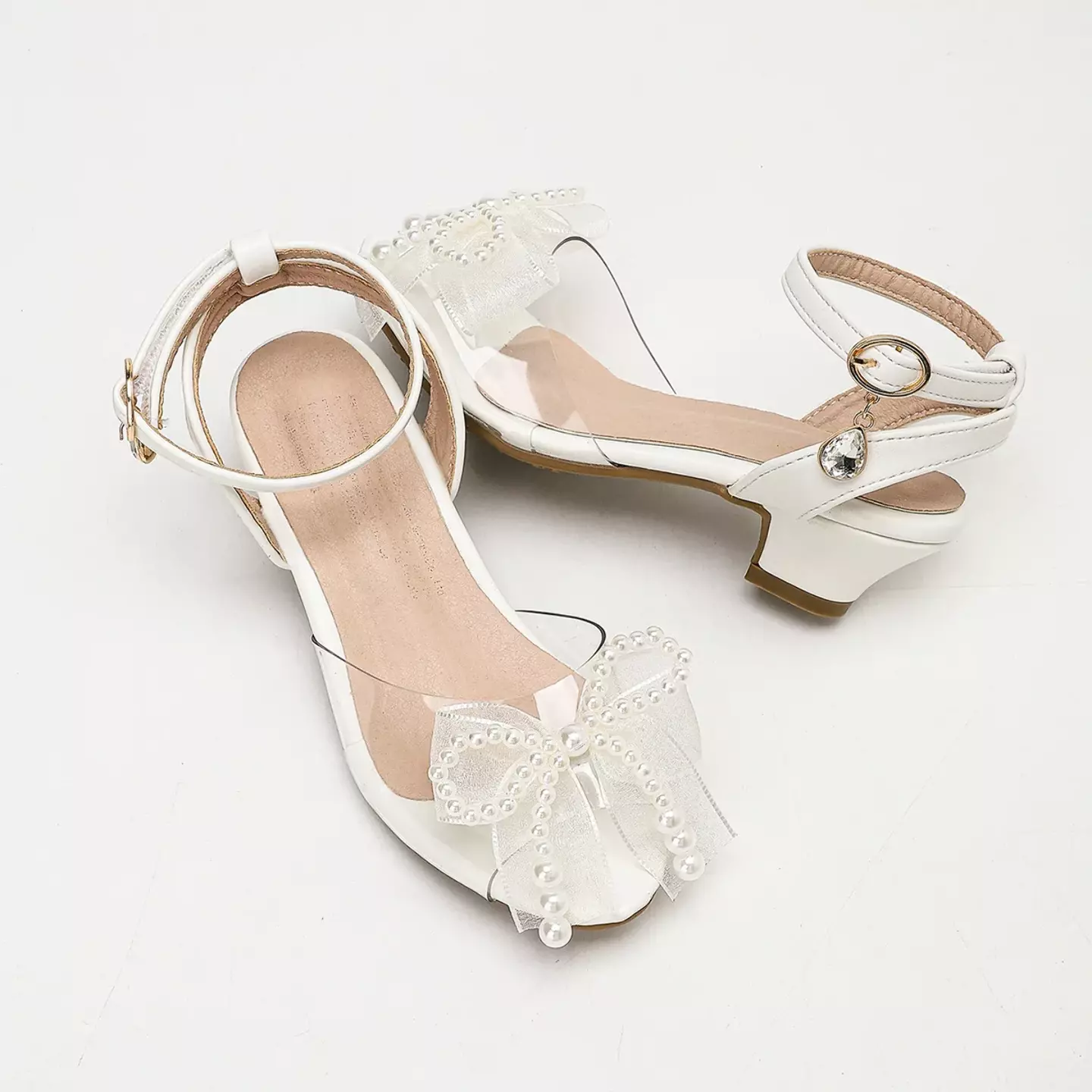 Young Girls & Girls White Pearl Loop Long Tail Bow Dress Sandals | Lucys 12272