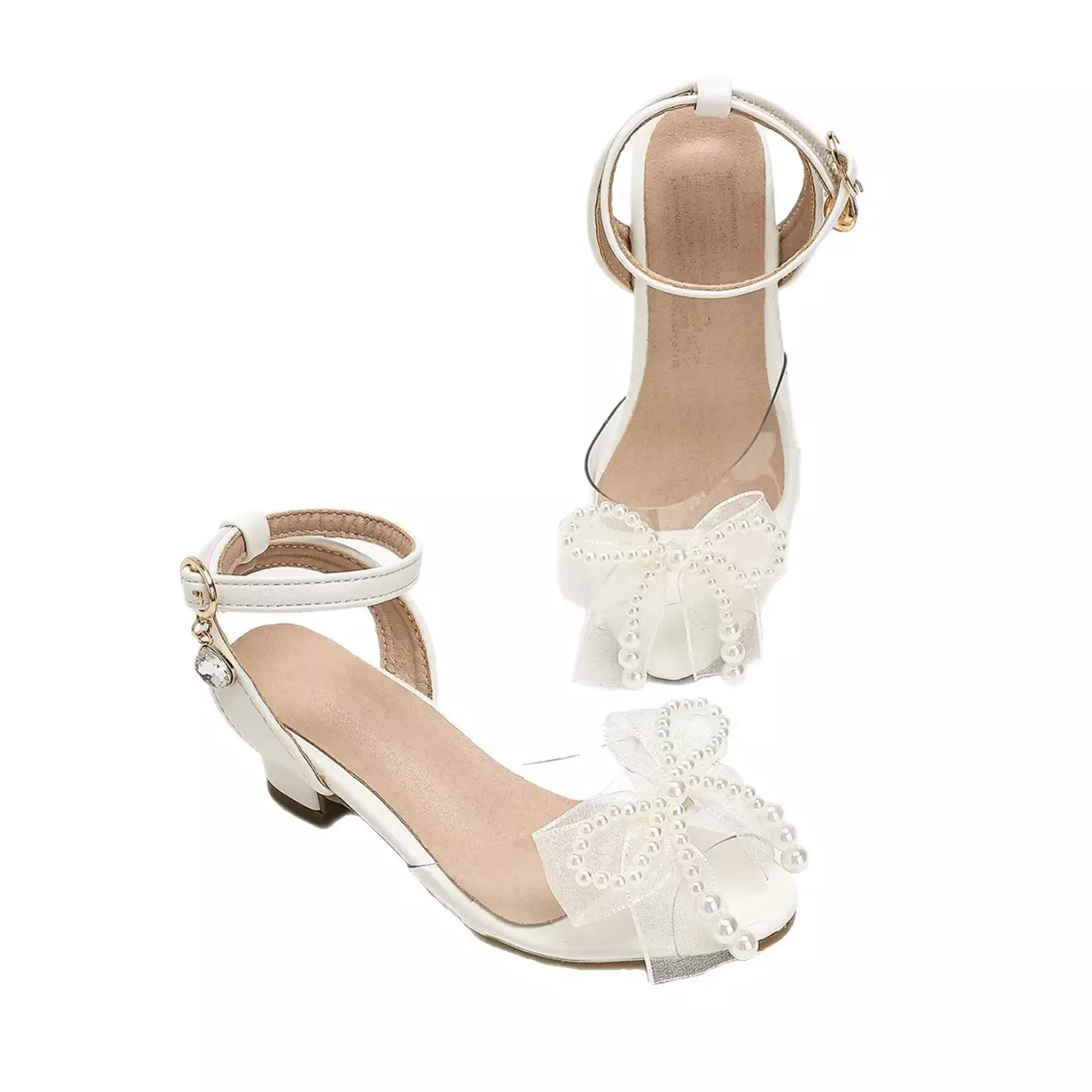 Young Girls & Girls White Pearl Loop Long Tail Bow Dress Sandals | Lucys 12272