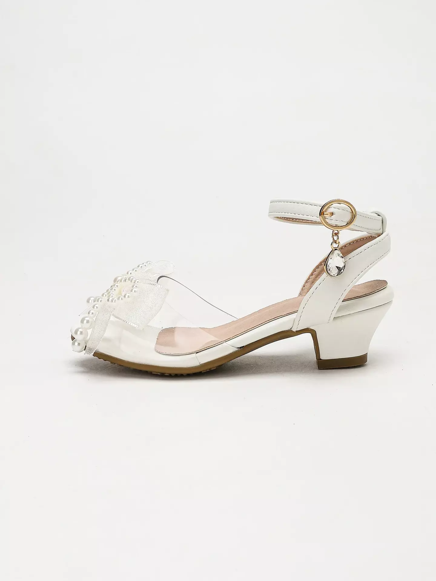 Young Girls & Girls White Pearl Loop Long Tail Bow Dress Sandals | Lucys 12272