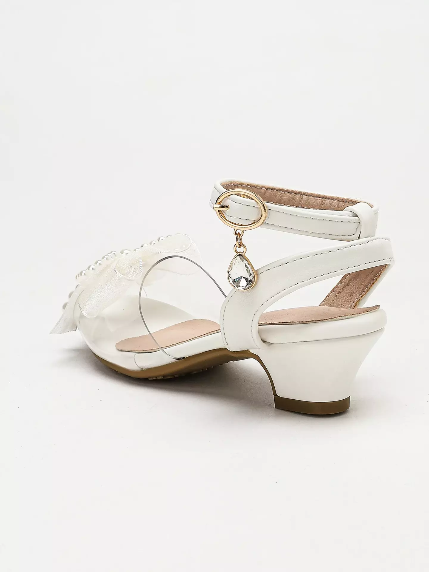 Young Girls & Girls White Pearl Loop Long Tail Bow Dress Sandals | Lucys 12272