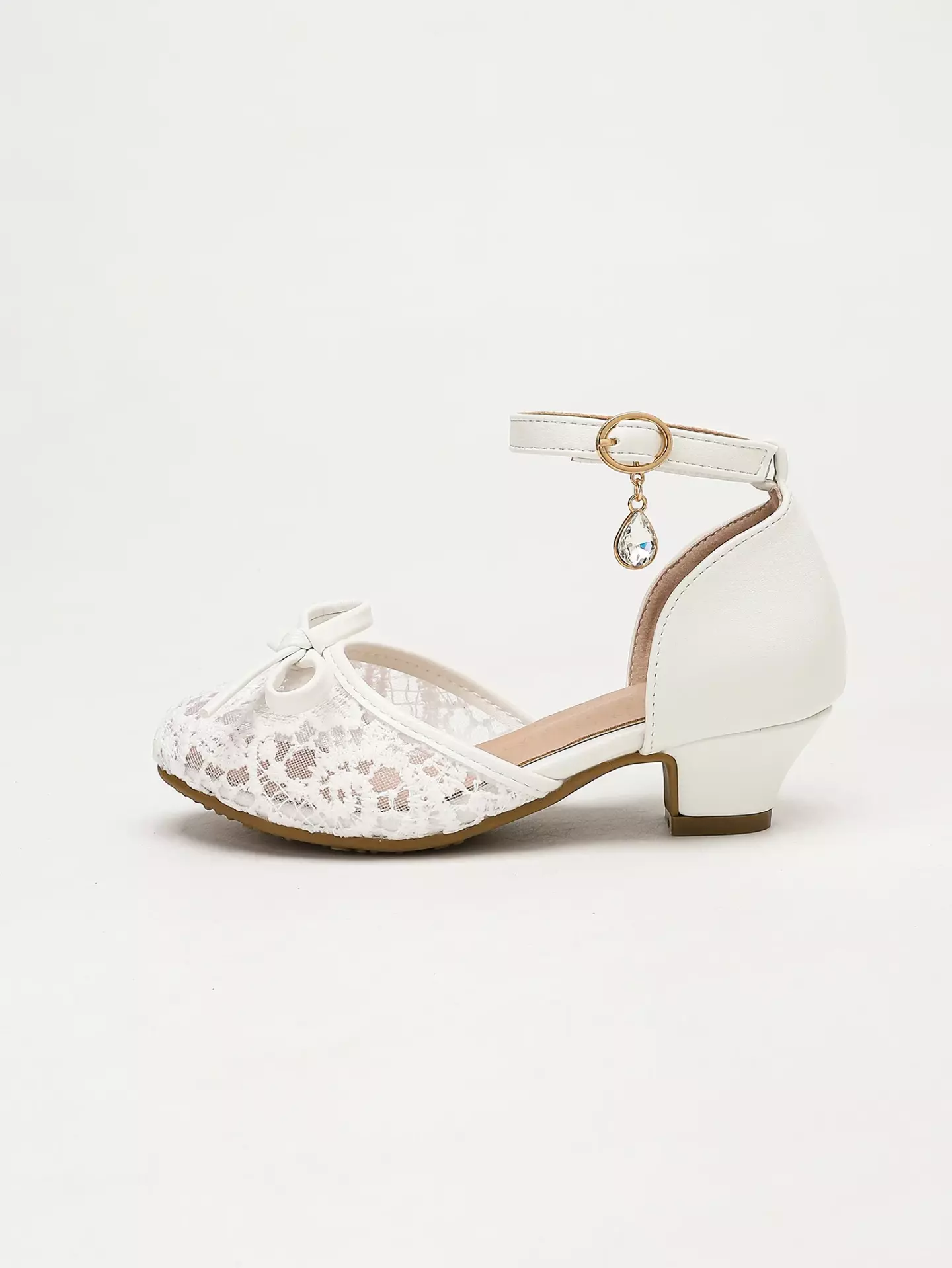 Young Girls & Girls White Narrow Tie Floral Openwork Dress Shoes | Lucys 12280