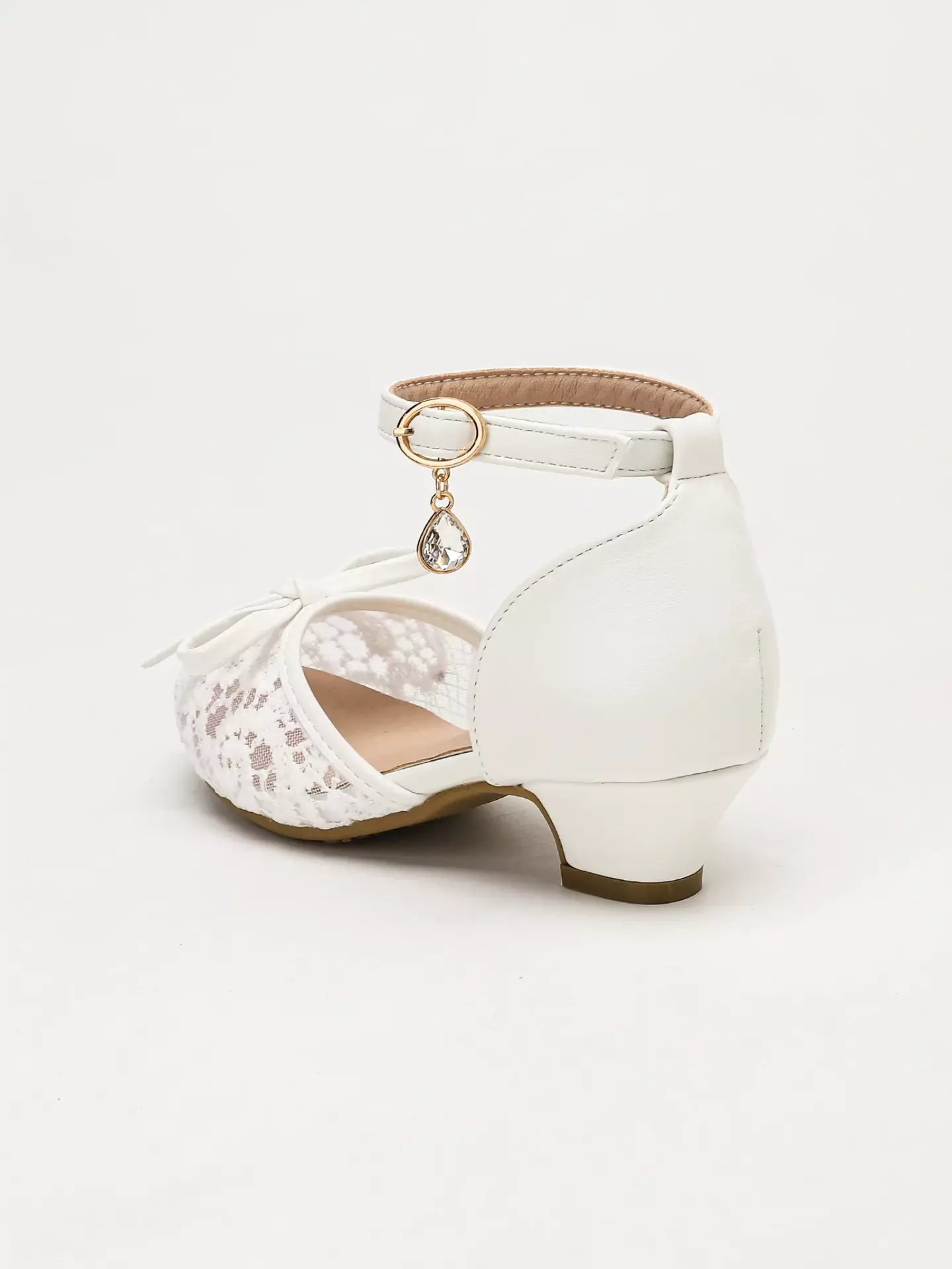 Young Girls & Girls White Narrow Tie Floral Openwork Dress Shoes | Lucys 12280
