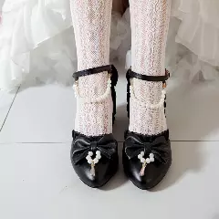 Young Girls & Girls Black Pearl Swag Ruffle Edge Dress Shoes | Lucys 12293