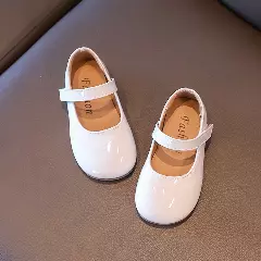 Young Girls & Girls Ivory Rounded Toe Tab Strap Dress Shoes | Lucys 12320
