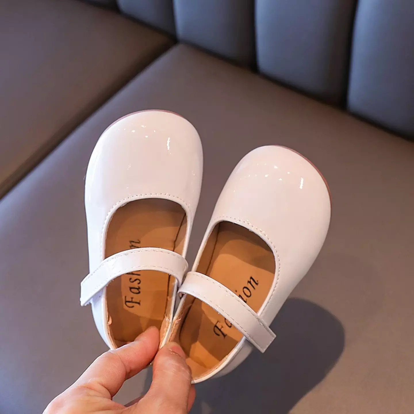Young Girls & Girls Ivory Rounded Toe Tab Strap Dress Shoes | Lucys 12320
