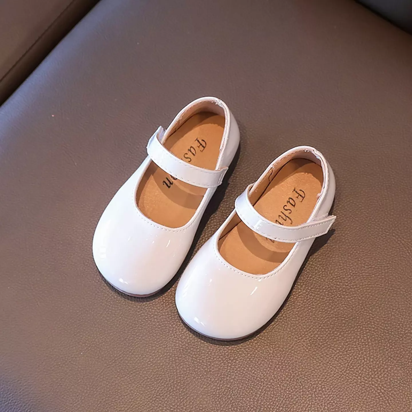 Young Girls & Girls Ivory Rounded Toe Tab Strap Dress Shoes | Lucys 12320