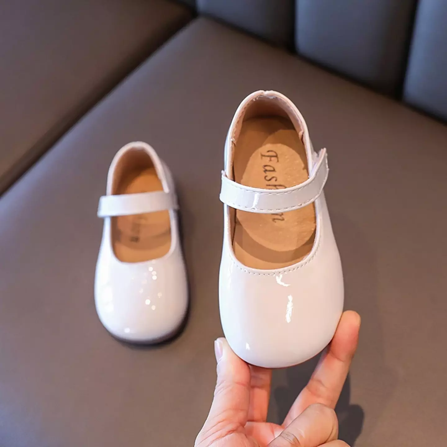 Young Girls & Girls Ivory Rounded Toe Tab Strap Dress Shoes | Lucys 12320
