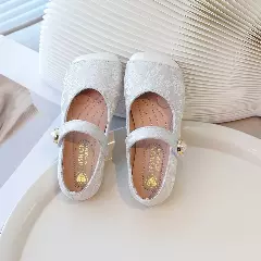 Young Girls & Girls Ivory Floral Scroll Pearl Strap Dress Shoes | Lucys 12348