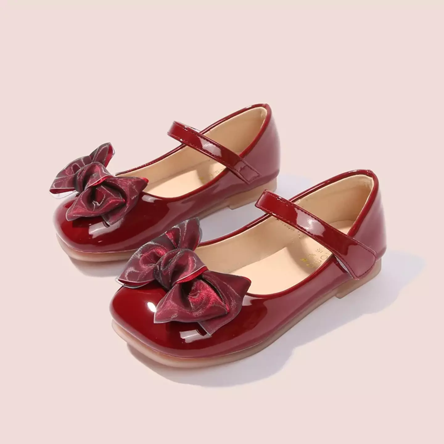 Toddler, Young Girls & Girls Maroon Pale Edge Layered Bow Mary Jane Shoes | Lucys 12364