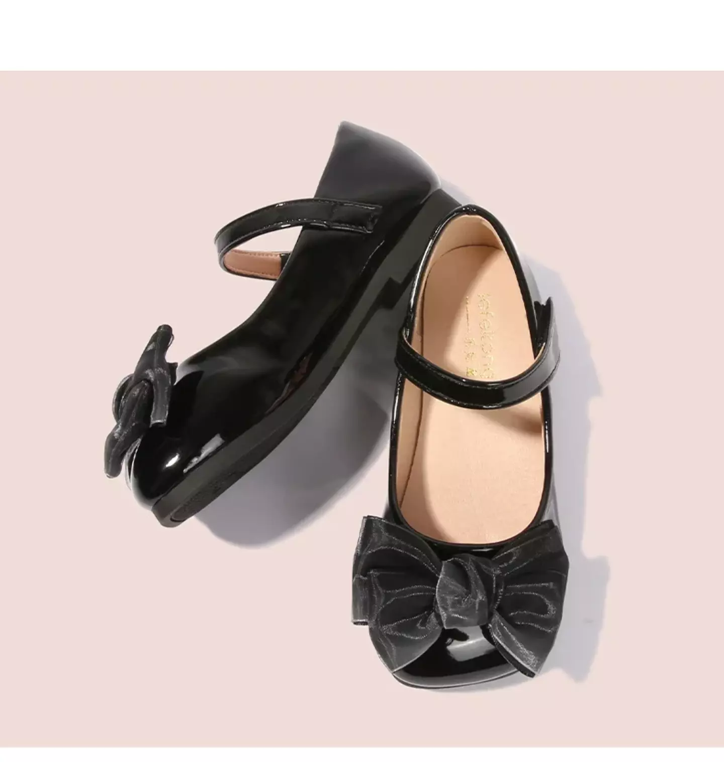 Toddler, Young Girls & Girls Black Pale Edge Layered Bow Mary Jane Shoes | Lucys 12365