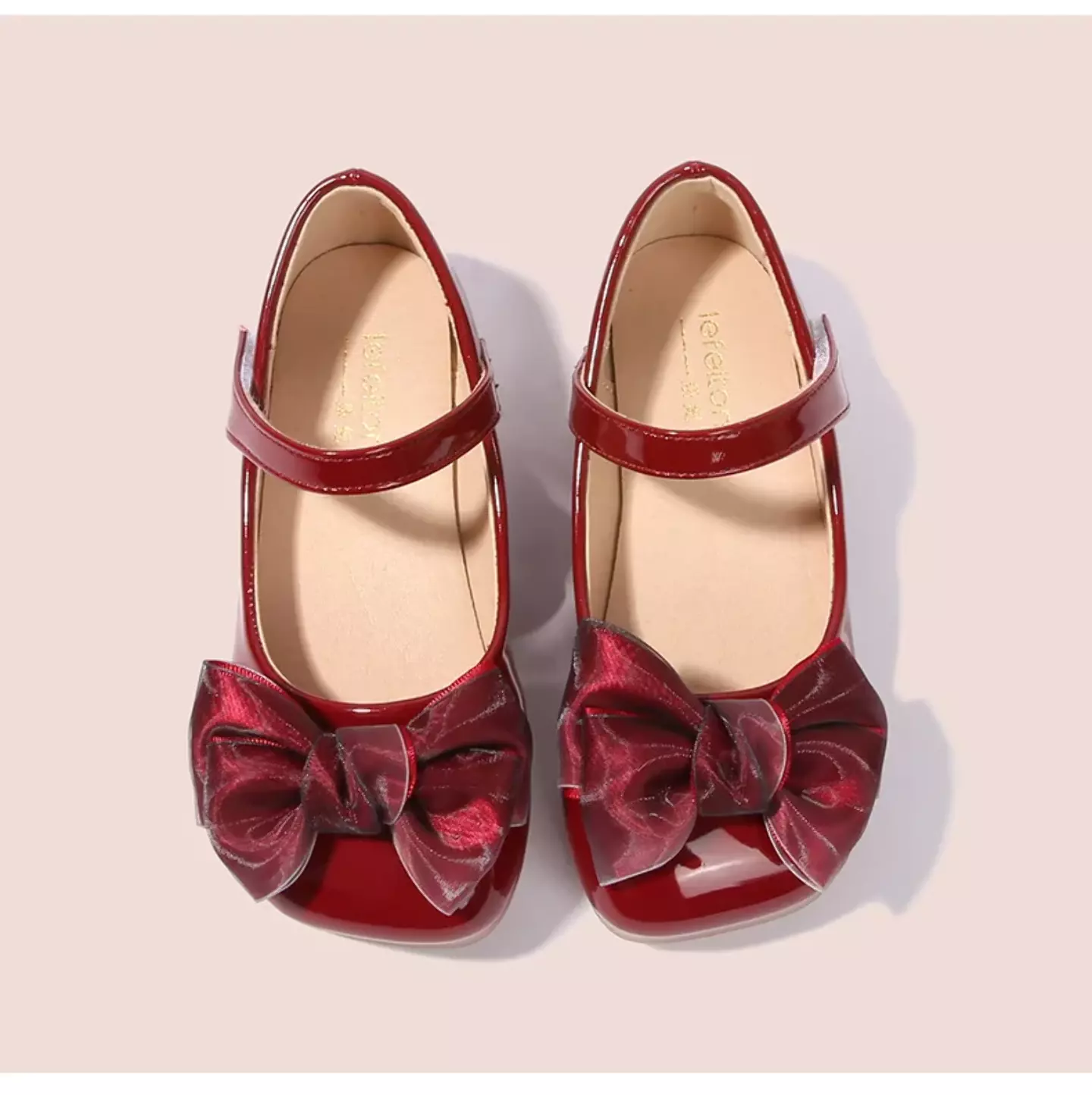 Toddler, Young Girls & Girls Maroon Pale Edge Layered Bow Mary Jane Shoes | Lucys 12364